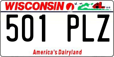 WI license plate 501PLZ