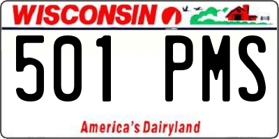 WI license plate 501PMS