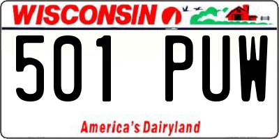 WI license plate 501PUW