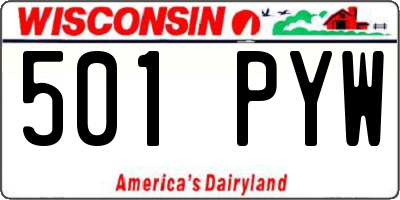 WI license plate 501PYW