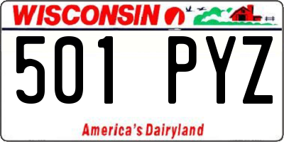 WI license plate 501PYZ