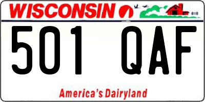 WI license plate 501QAF