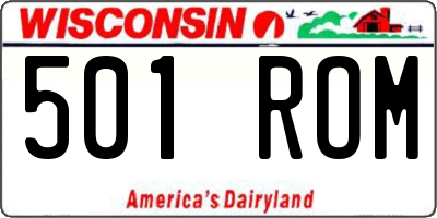 WI license plate 501ROM