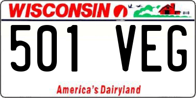 WI license plate 501VEG