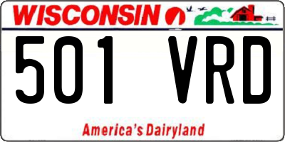 WI license plate 501VRD