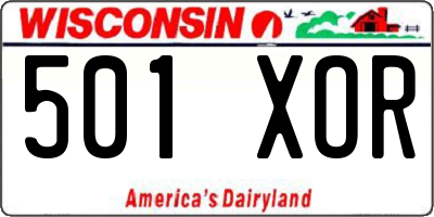 WI license plate 501XOR