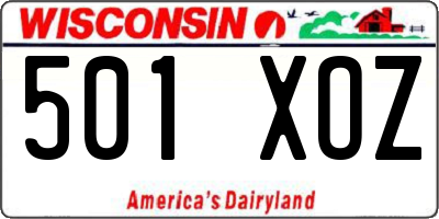 WI license plate 501XOZ
