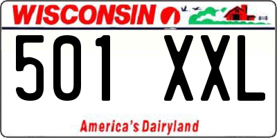 WI license plate 501XXL