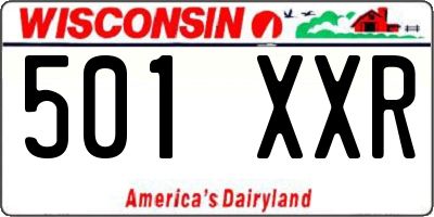 WI license plate 501XXR