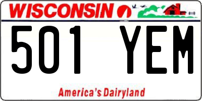 WI license plate 501YEM