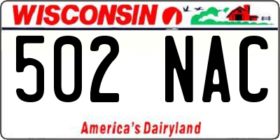 WI license plate 502NAC