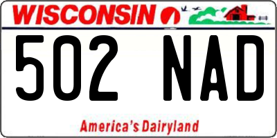 WI license plate 502NAD