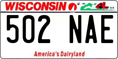 WI license plate 502NAE