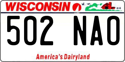 WI license plate 502NAO