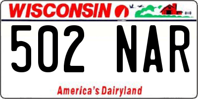 WI license plate 502NAR