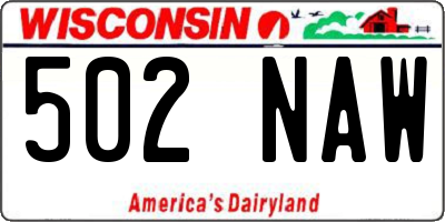 WI license plate 502NAW