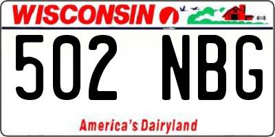 WI license plate 502NBG