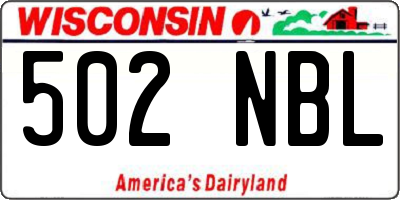 WI license plate 502NBL