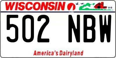 WI license plate 502NBW