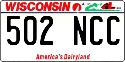 WI license plate 502NCC