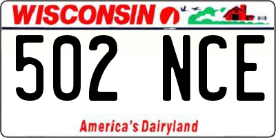 WI license plate 502NCE