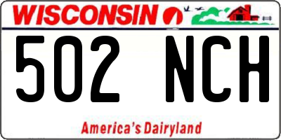 WI license plate 502NCH