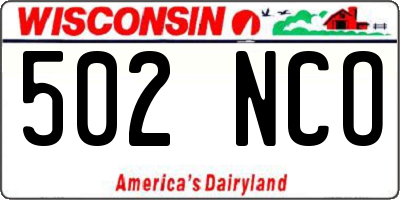 WI license plate 502NCO