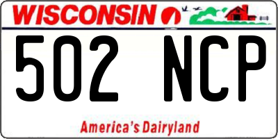 WI license plate 502NCP