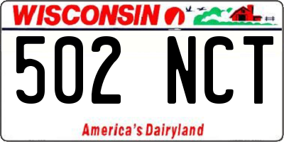 WI license plate 502NCT