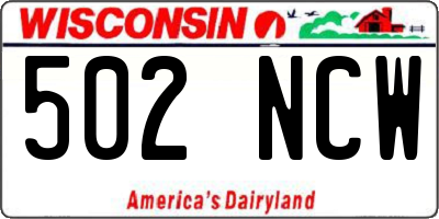 WI license plate 502NCW