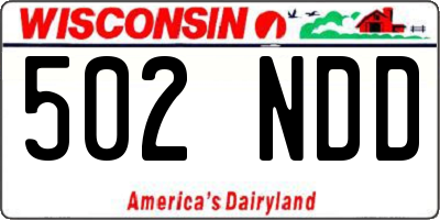 WI license plate 502NDD