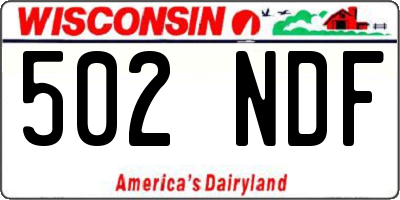 WI license plate 502NDF
