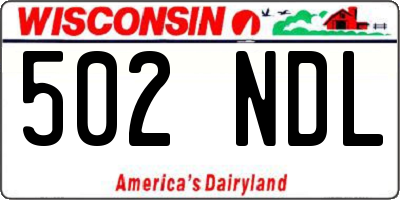 WI license plate 502NDL
