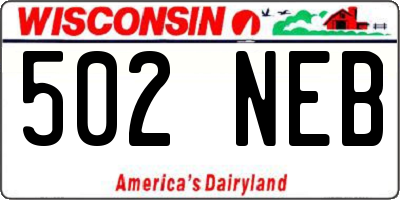 WI license plate 502NEB