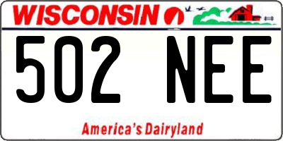 WI license plate 502NEE