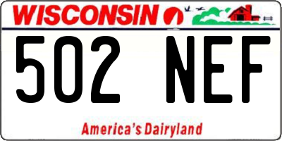 WI license plate 502NEF