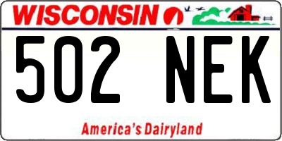 WI license plate 502NEK