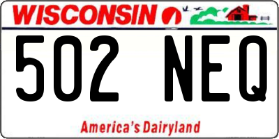 WI license plate 502NEQ