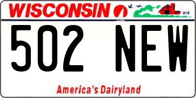 WI license plate 502NEW