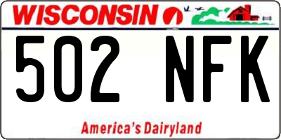 WI license plate 502NFK