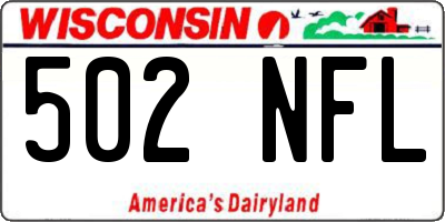 WI license plate 502NFL