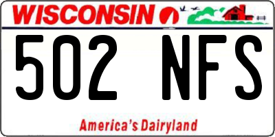 WI license plate 502NFS