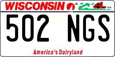 WI license plate 502NGS