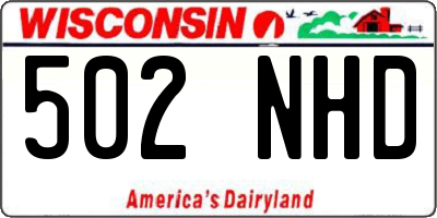 WI license plate 502NHD