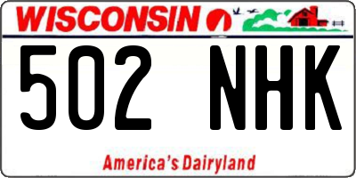 WI license plate 502NHK