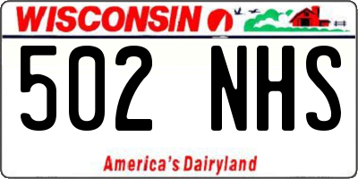 WI license plate 502NHS