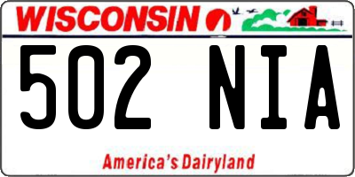 WI license plate 502NIA