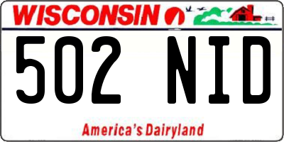 WI license plate 502NID