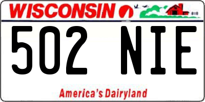 WI license plate 502NIE