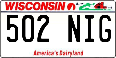 WI license plate 502NIG